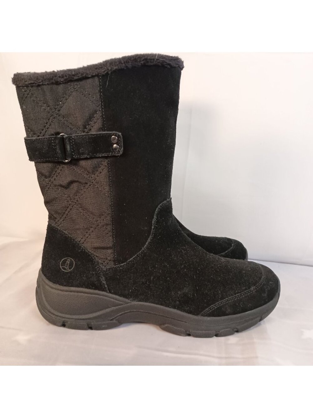 Lands' End Insulated All Weather Boots Black Suede Zip Women 7.5 Warm